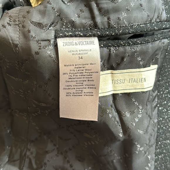 Zadig & Voltaire Venus sparkle Metallic wool blend blazer - Picture 11 of 11
